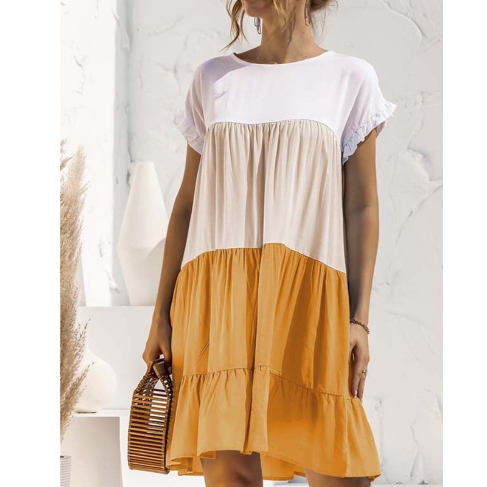 Boho spring summer ruffle trim mini dress - Picture 8 of 12